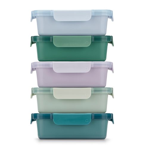 Color Lock?  Ceramic Coated Glass Food Storage. Set of 5